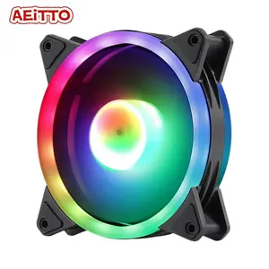 AEITTO PC Case Cooling Fan Light Synchronization RGB Case Fan 4.72 inch Silent Powerful Cooling Low Noise Cooling Desktop Computer Cooling Fan, 6-pin Interface Fan - Suitable for Desktop Tower Cooling
