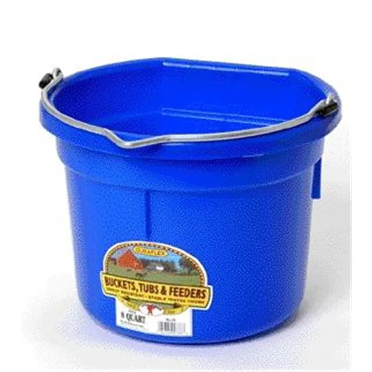 212 MAIN 8 Qt Wall-Mount Sturdy Polyethylene Flat Back Blue Plastic Bucket - Impact-Resistant, Space-Saving, 11.5x11.5x9 In, Ideal for Sheep, Farm Barn Use, Barn & Stable Supplies, Model P8FBBLUE