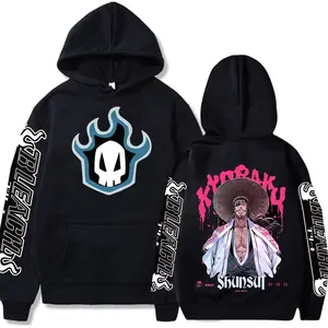Japan Anime BLEACH Kyoraku Shunsui Printed Hooded Men Prevalent Patchwork Hoodies Plus Size Sweatshirt Harajuku Male Streetwear