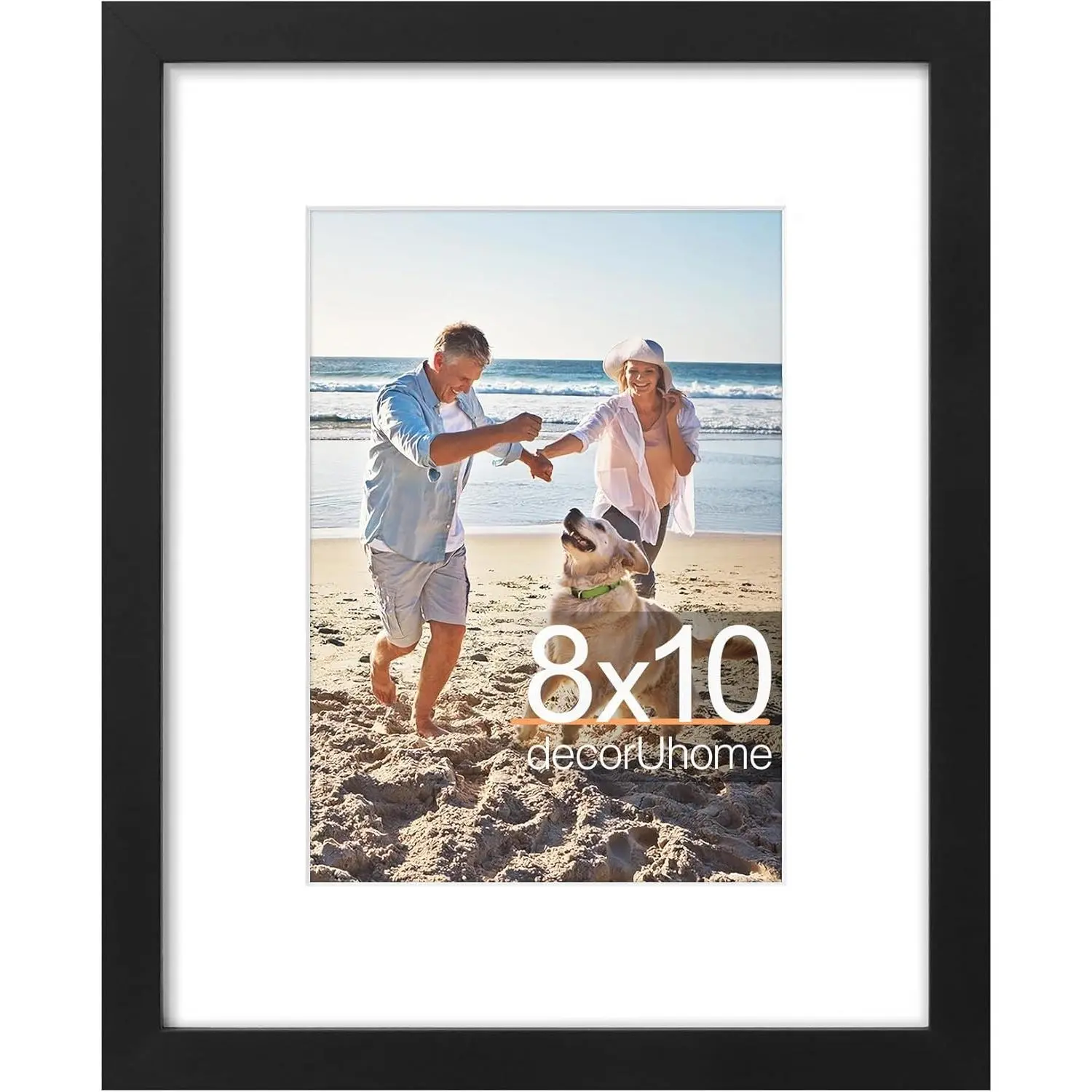 Black Rectangular Brown Decor Photo Frame (1 Pack) - Wall & Tabletop Display Frame, Holds 5x7/8x10 Images With or Without Mat