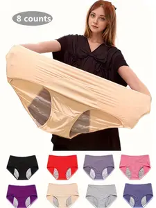 【Plus Size】 Solid Color Panty, Soft Comfy Breathable Knicker for Daily Wear, Women's Underwear for All Seasons