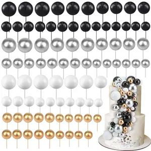 108 Pieces Balls Cake Topper Decorations Balloon Cupcake Toppers Foam Cake Topper Balls Cake Balls Decorations for Birthday Party Wedding Anniversary Cake Decorating