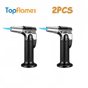 (Butane Not Included) Buy One Get Two Free: 2-pack: 1300 ° High Firepower Butane Gas Spray Gun, Windproof Portable Mini Kitchen Lighter, Refillable with Butane Gas, with Safety Lock Adjustable Flame Size, for Baking, Outdoor BBQ