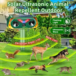 Solar Ultrasonic Animal Repeller Outdoor – Motion Sensor Waterproof Pest Deterrent for Dogs, Cats, Deer & Rodents