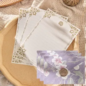 25pcs Vintage Rose Motifs Stationery Set, Includes 17 Envelopes + 4 Wax Seals, Embossed Retro Floral Design, Traditional Style Letter Writing Paper