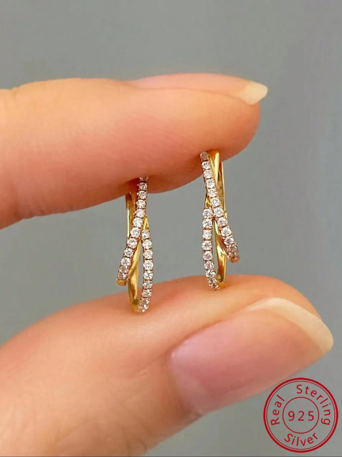 2 Pcs S925 Sterling Silver Earrings, High Quality Jewelry Earrings, Personalized Set With zircon Inlay Geometric Intersection For Women Daily Commuting Accessories Birthday Gift Ear Stack Set