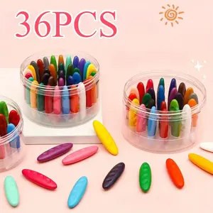36Pcs Washable Crayons Non-Toxic Peanut Shape Large Coloring Art Supplies for Toddlers 1-3 Boys&Girls Party Gifts ,Summervibes