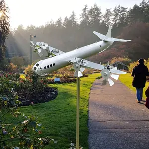 Outdoor Garden Creative Ground Stake Decoration, Iron Rotating Mini Windmill, Upgrade B29 Super Fortress, Sunflower Shape, Colorful Power Windmill