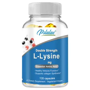 Pslalae - Double Strength L-Lysine Capsules, L-Lysine 1000mg Nutritional Supplements, Promote Calcium Absorption, Bone Support Immune System Support Muscle Growth and Vegetarian Collagen Production, Non-GMO, Gluten Free, 120 Capsules