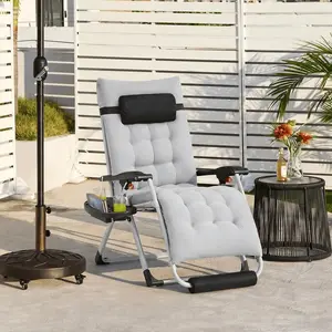 Yaheetech 26/29in Zero Gravity Chair, Foldable Premium Reclining Lounge Recliner w/Removable Pad & Pillow & Side Accessory Tray for Indoor and Outdoor 1/2PCS