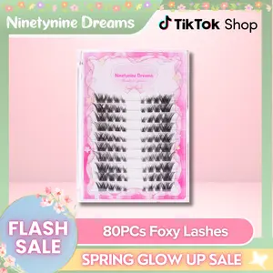 Ninetynine Dreams 80PCs Foxy Lashes | Siren Cat Eye 8–13mm C+ Curl DIY Lash Clusters — Waterproof Long-Lasting Reusable Wispy Ultra-Thin Band, Beginner-Friendly False Eyelashes