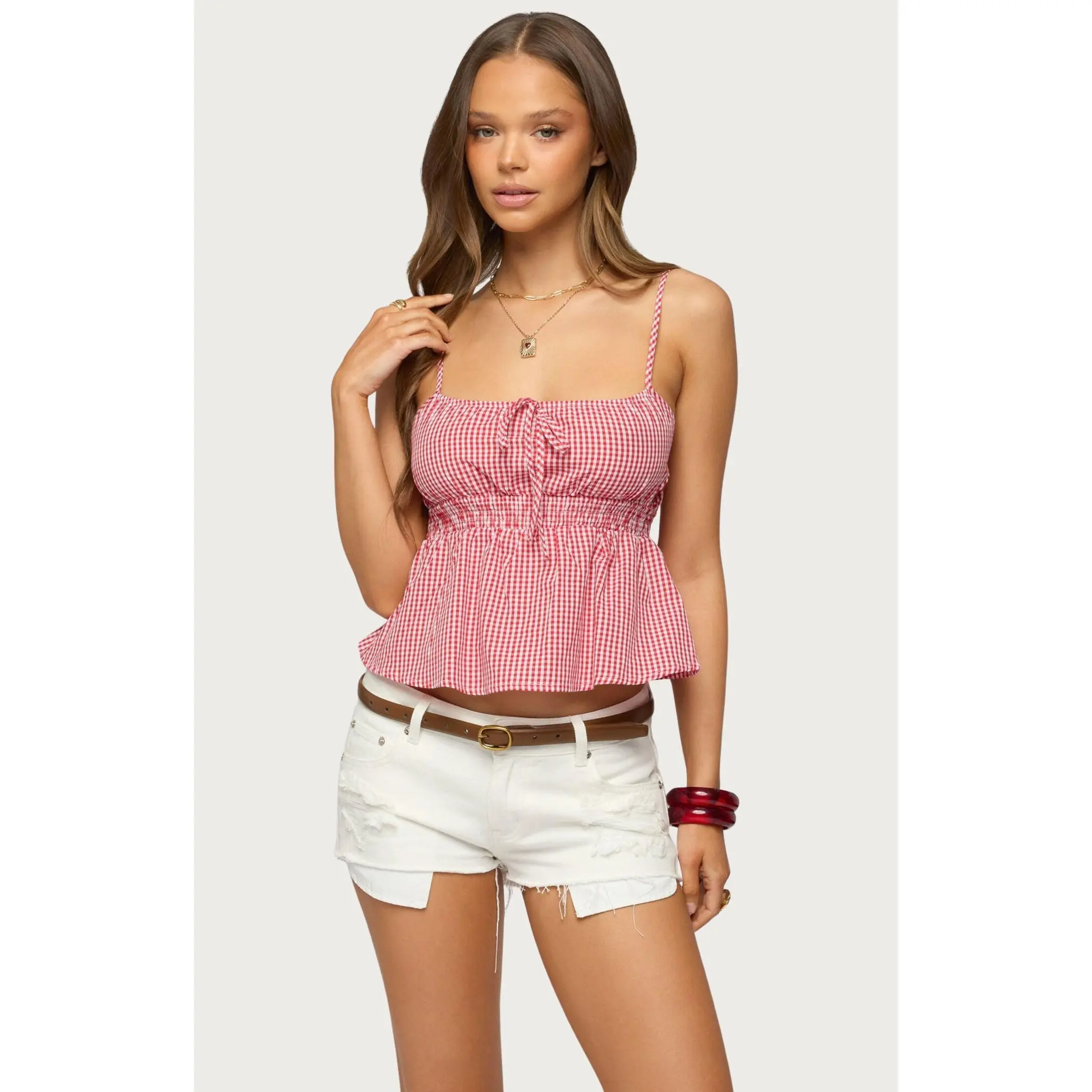 Edikted Women's Zahara Gingham Babydoll Top