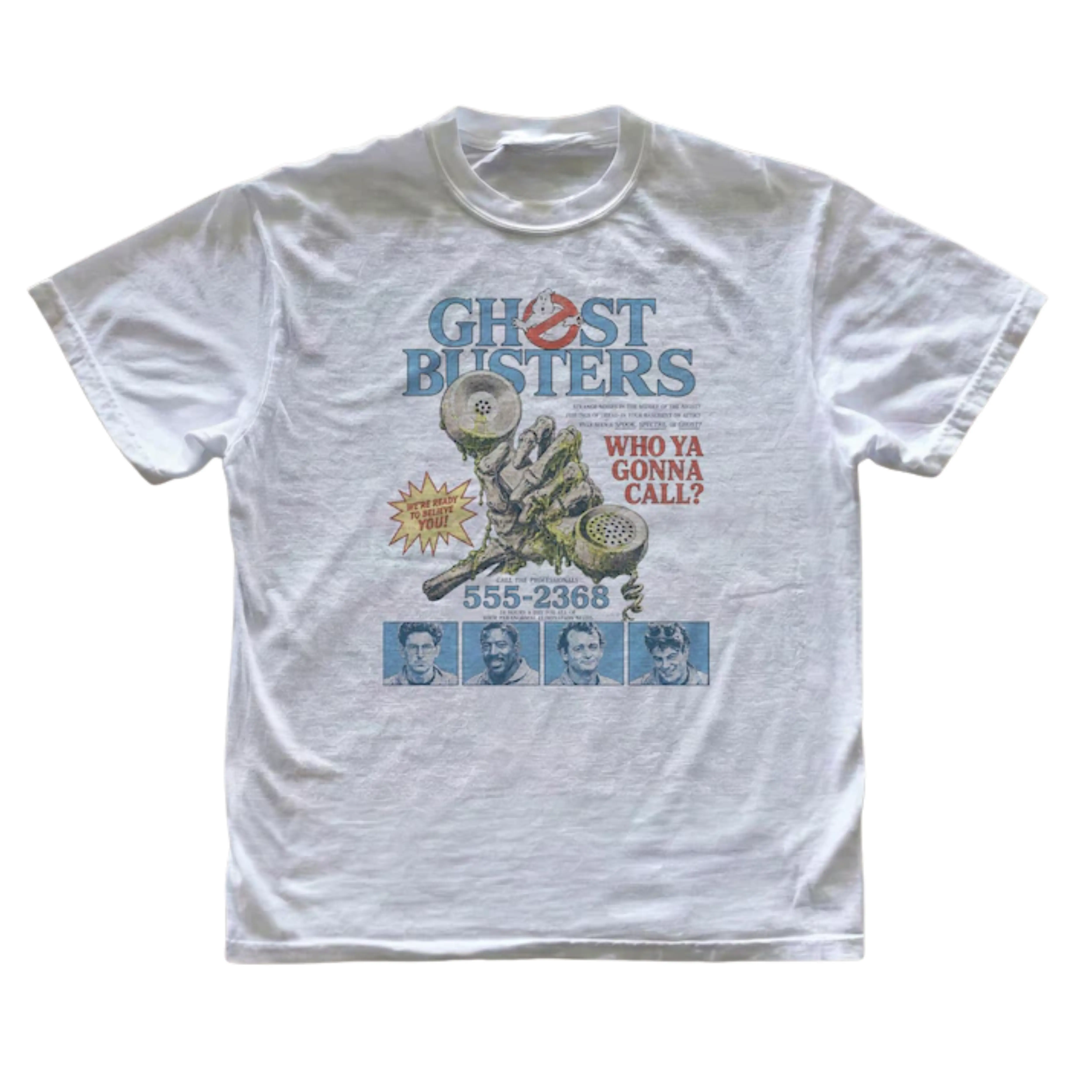 Gildan Men's and Women's T-shirt, Vintage Ghostbusters Film Graphic Tee, Bill Murray Dan Aykroyd Shirt, Who Ya Gonna Call Quote Top, We're Ready To Believe You Slogan, 1984 Sci-Fi Comedy Merch, Retro 80s Pop Culture Apparel, Gift for Movie Fans