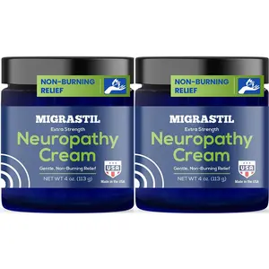2 Bottles Migrastil Neuropathy Cream - Soothing Cream for Feet, Legs, Hands, Etc. Aloe Shea Butter Gentle Clove Moisturizing Body Care Daily