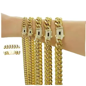 Cuban Link Hub 14K Gold Plated Miami Cuban Chain Necklace, 6mm/8mm/10mm/12mm/14mm, Anti-Fade, Hypoallergenic, Rust-Resistant, Ideal for Casual & Formal Wear