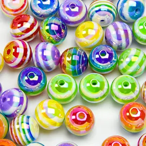 Set of 10/20/30 Resin Beads Colorful Patterned Rainbow Striped Beads Perfect for Handmade DIY Jewelry Pen Charms Phone Accessories DIY Mix Beads Beads for Jewelry Making