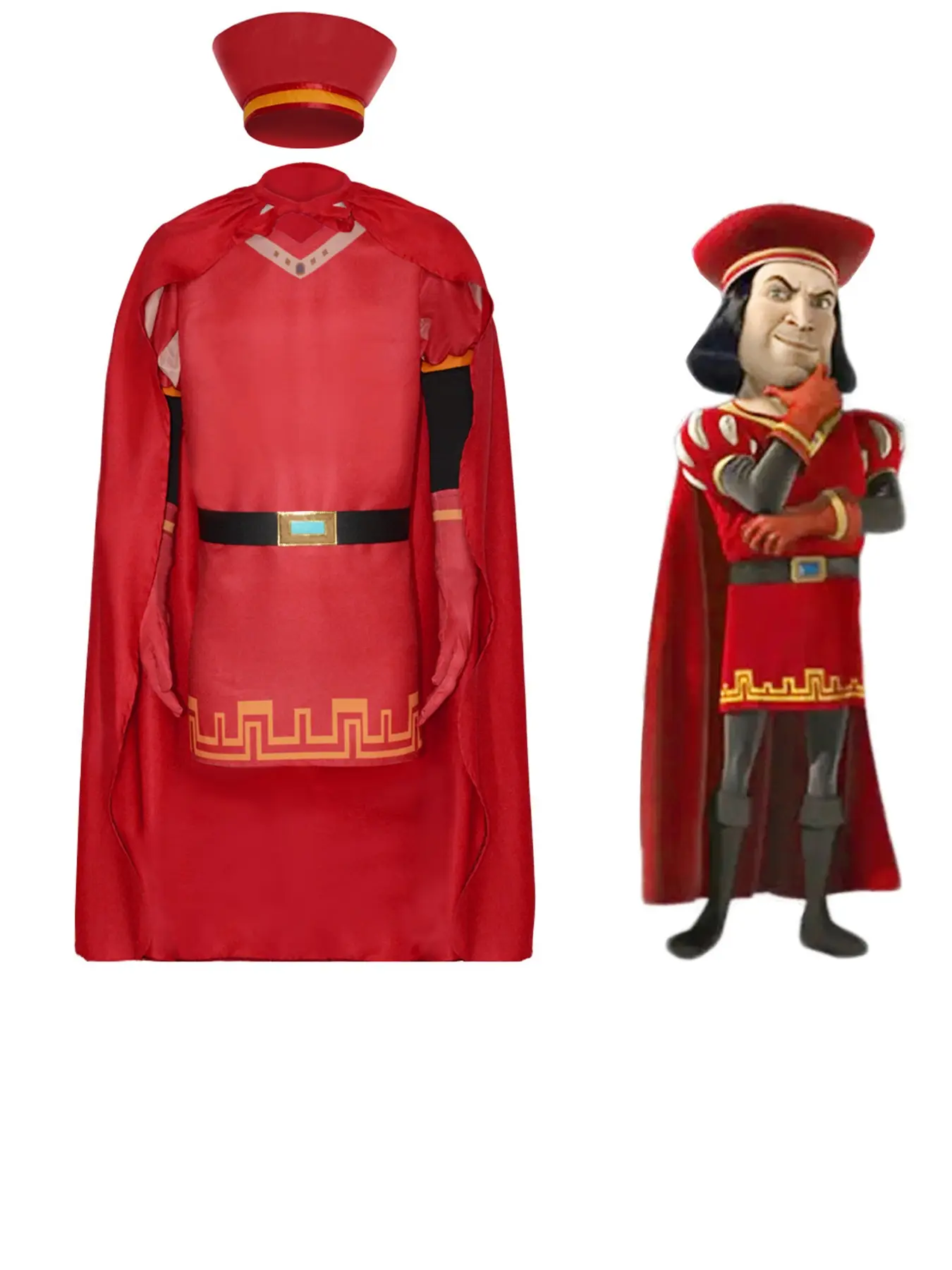 Shrek 4D Maximus Foulke Lord Cosplay Costume, Halloween Role-Playing Dress, Colorblock Slim-Fit, All Seasons Wear, Clothes