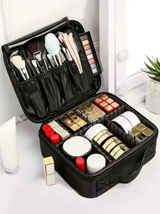 1pcs Water-Proof Travel Makeup Bag For Women Portable Makeup Organizer Box With Dividers Suitable For Professional Cosmetics And Nail Tools, Convenient For Travel Makeup Pouch Skincare Bag Toiletry Bag Makeup Storage Bag Packing Cubes
