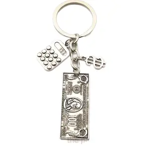 Banker Accountant Keychain - Great Gift for Your Favorite Accountant Featuring Calculator & Dollar Bill Charms