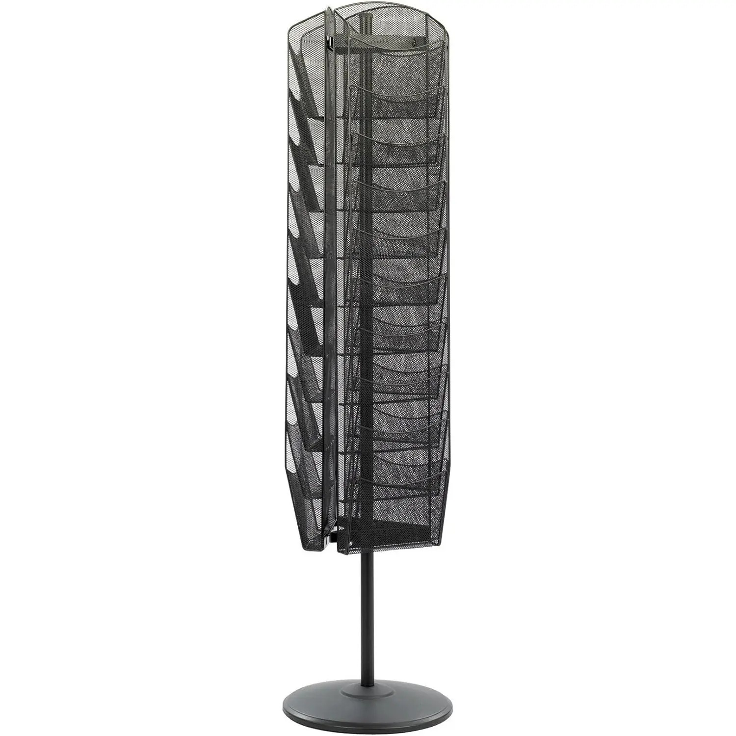 Safco Onyx Rotating Mesh Magazine Holder, Display Rack with 30 Pockets, Brochure Organizer, Commercial-Grade Steel Construction, Black