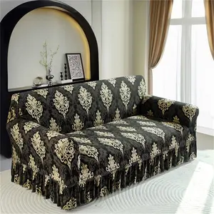 Floral Pattern Sofa Cover, Sofa Couch Covers, 1 Count Exquisite Elastic Sofa Slipcover, Dustproof Sofa Protector for Home Living Room, Vanity Decor Accessories, Washable Sofa Slipcover