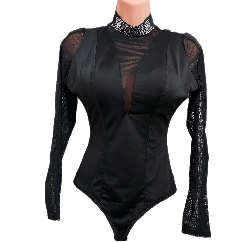 Women's High Neck Tummy Control Powernet Bodysuit - Fitted, Sexy, Tapeless, Body-Hugging, Compressed Shapewear, Seamless Comfortable Thong for Everyday Wear, Fitted Shapewear Bodysuit, Sexy Shapewear
