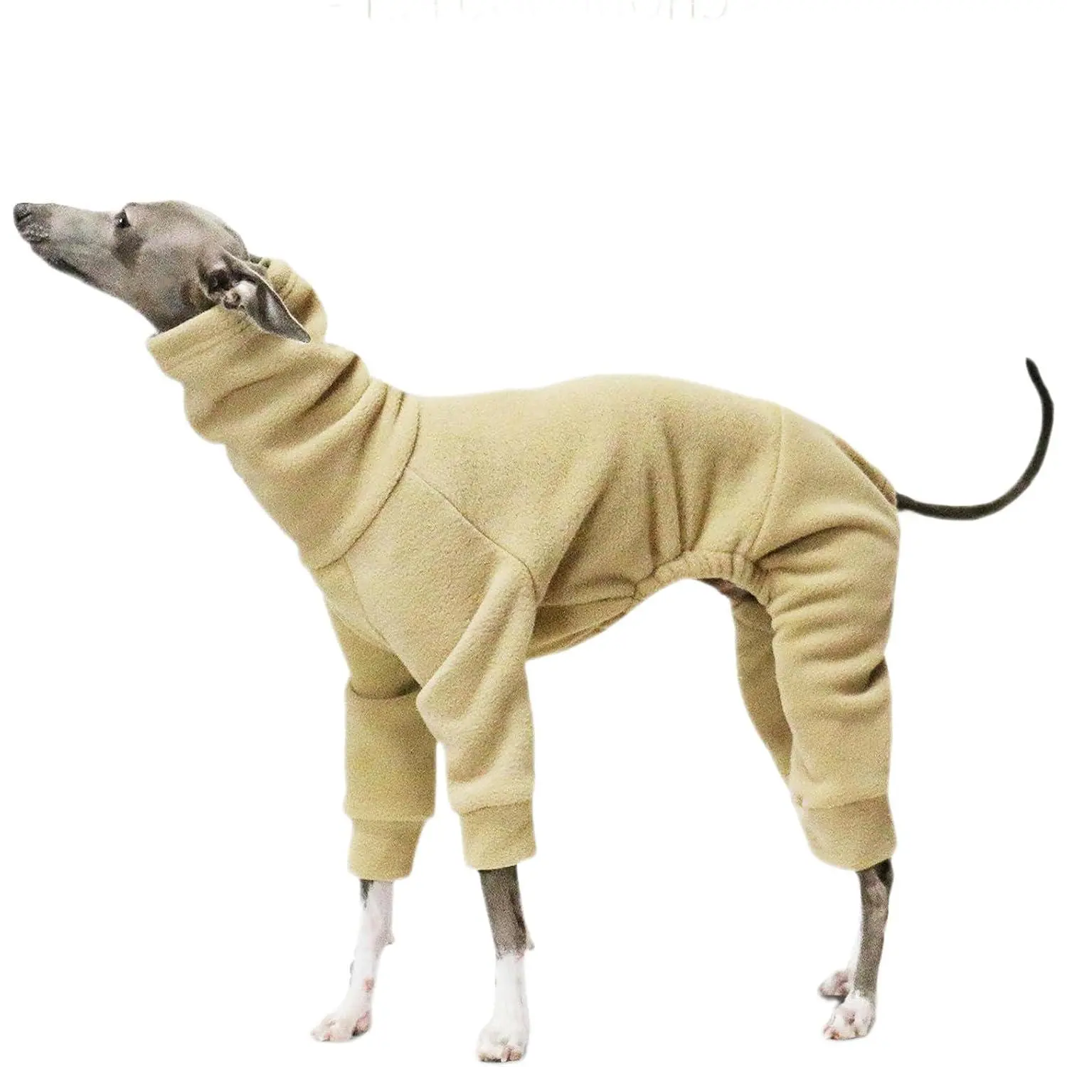 Fleece Dog Pajamas Solid Four-Legged Lightweight Dog Clothes Turtleneck Warm Puppy Sweater for Whippet Italian Greyhound Winter Coat Jumpsuit for Small Medium Large Dogs