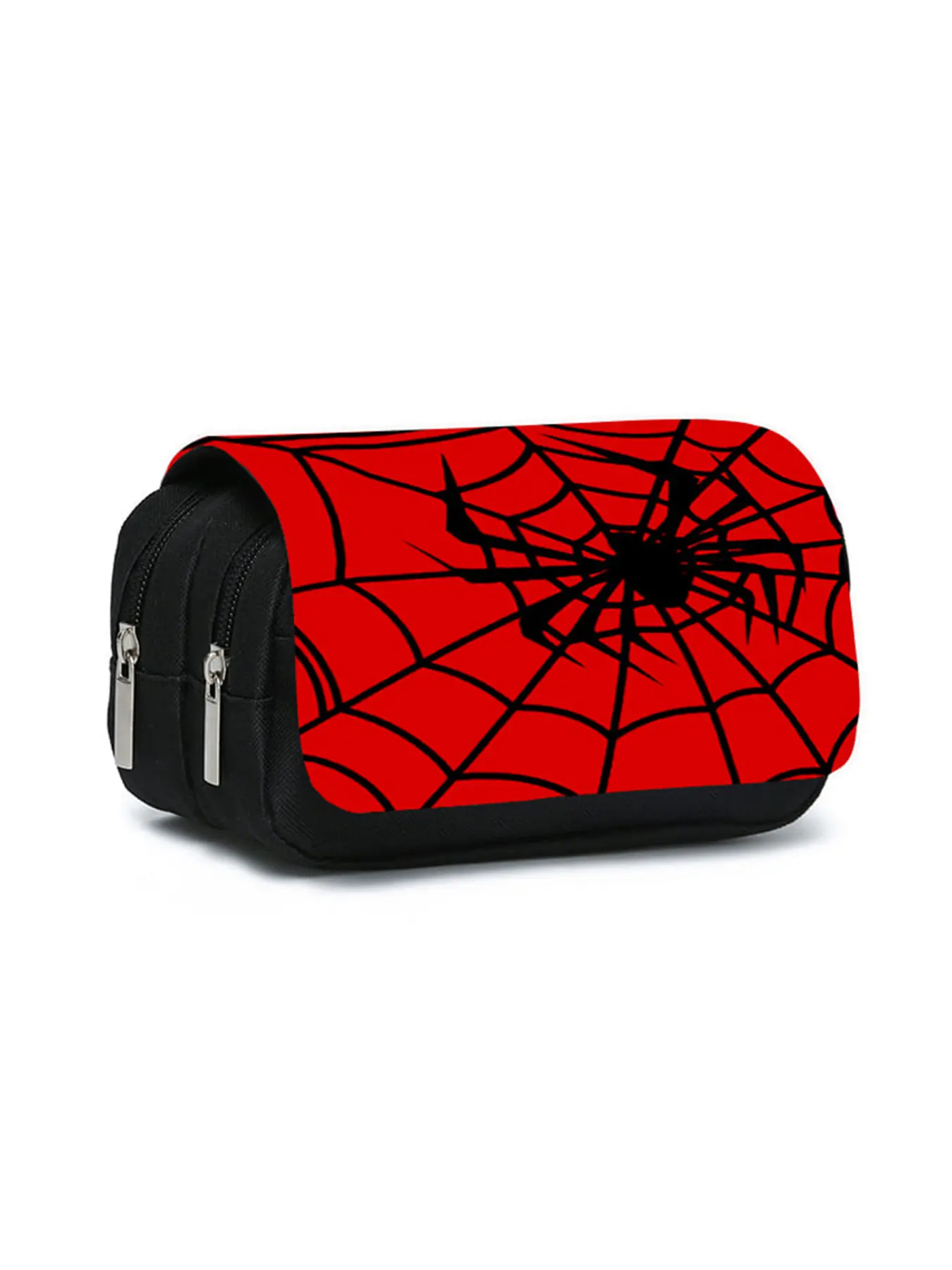 Red spider pattern printed double-layer flip pen bag Pencil Bag