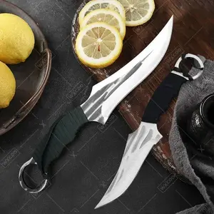 Outdoor Camping Knife Stainless Steel Double Knife Straight Knife Portable Knife Hand Forged Fruit Knife Meat Knife Kitchen Supplies