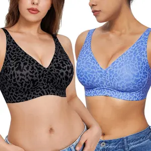 Popilush Wireless No Underwire Leopard Print Jelly Bra Everyday Adjustable Comfort Push Up Seamless T-Shirt Bra Fit Minimalist Fabric Womenswear Soft Fit Smooth Yarn Basic Lady Underwear #Summervibe