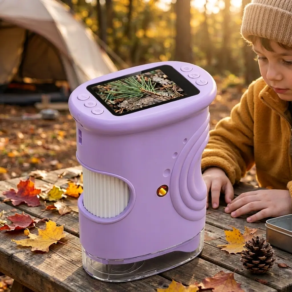 1000X Kids Handheld Digital Microscope with LCD Display, Rechargeable Pocket Camera, STEM Outdoor Science Toy for 3-12 yrs, Photo & Video Function, Children’s Gift