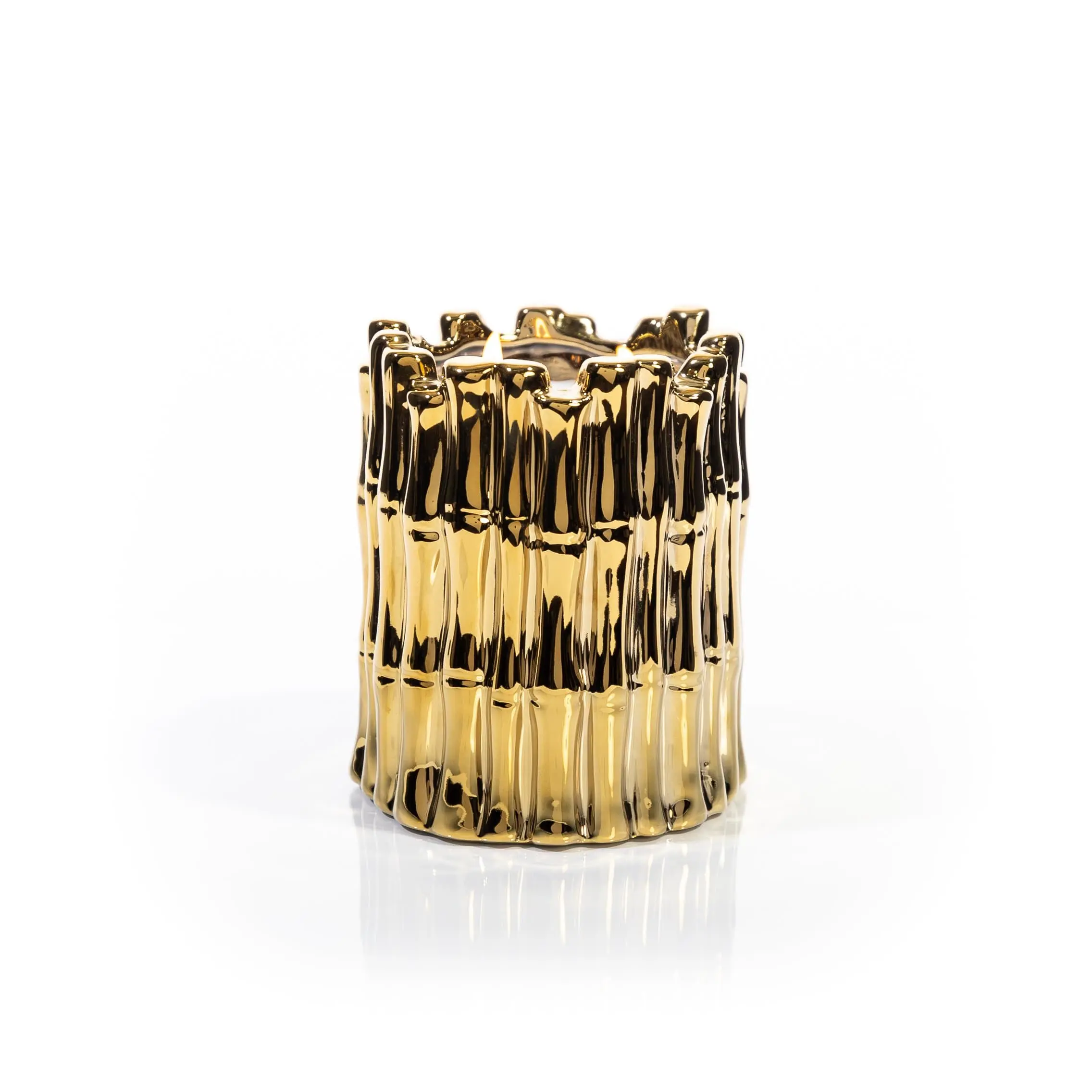 Gold Sagano Candle - Decorative Bamboo Candle with Scented Fragrance for Room Decor and Freshener