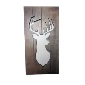 Hanging Deer Wall Art - 30" Coastal Wood Decor, Laser Cut Birch Deer Silhouette
