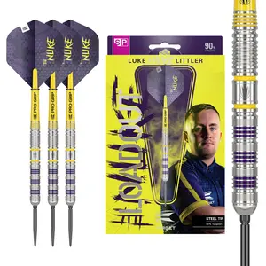 Target Darts Luke Littler Loadout Steel Tip Swiss Point Darts, 90% Tungsten Dart, 22G/23G/24G | Steel Tip Dart Set, Player Edition Swiss Points Dart Sets with Tool, Pro Grip Shafts & No.2 Flights