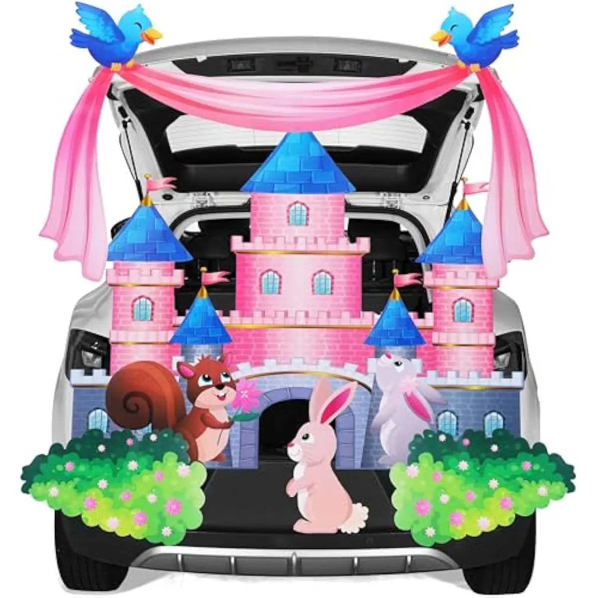 Halloween Trunk or Treat Car Decorations Kit, Castle Theme Rabbits Squirrels Cute Decorations for SUV Garage Door Girl Child Halloween Party Decor