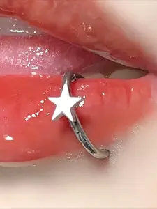 1pc Star-Shaped Lip Piercing Hoop - Hypoallergenic 316 Stainless Steel