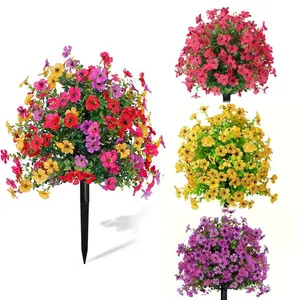 Artificial Daisy Flower Bouquet with Eucalyptus & Boxwood Greenery, Realistic Faux Outdoor Plants, Lightweight Decorative Floral Arrangement for Porch, Patio, Garden, Balcony & Home Decor summerwins