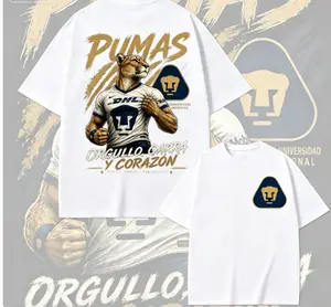 Unisex Pumas UNAM Cotton-Spandex T-Shirt - Blue Gold Panther Graphic, Liga MX Club Universidad Nacional Soccer Fan Apparel, Stretch Soft Men's/Women's Top