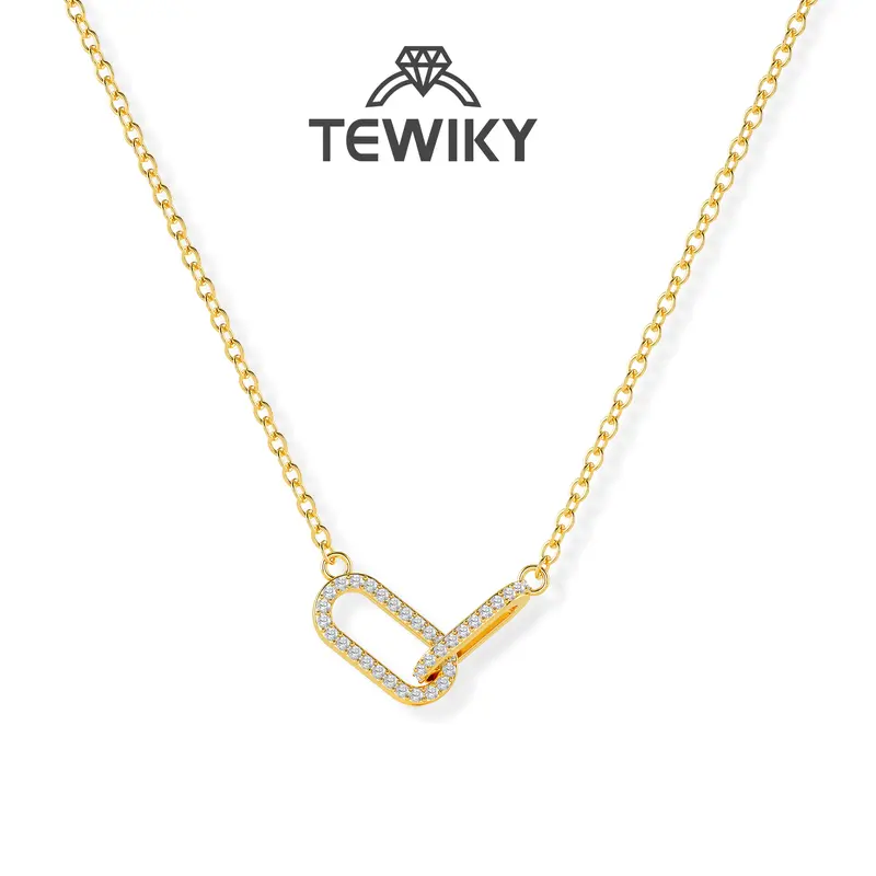 Tewiky Pendant Necklace for Women Dainty Simple Paperclip Choker Necklaces Cute Minimalist Open Oval Necklaces Jewelry Back To School