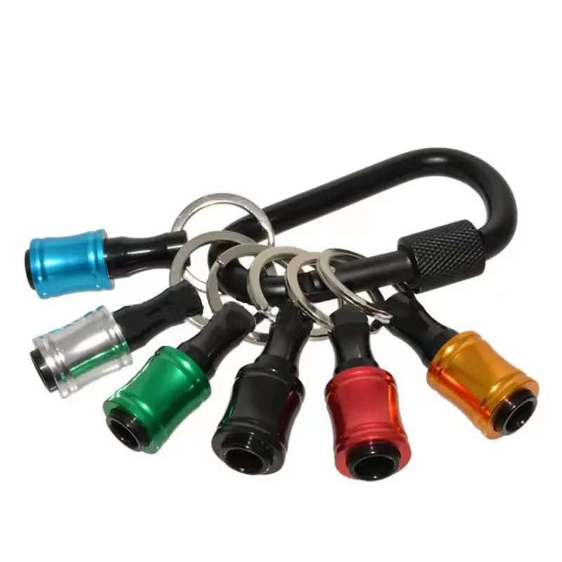 6-Piece Multipack 1/4 Inch Hex Shank Bit Holder Keychain Set with Quick-Release Clip-On Carabiners, Organizing Tool for Maintenance Workers, Multi-Color for Easy Sorting Nut Drivers, Screwdrivers & Mini Drill Bits