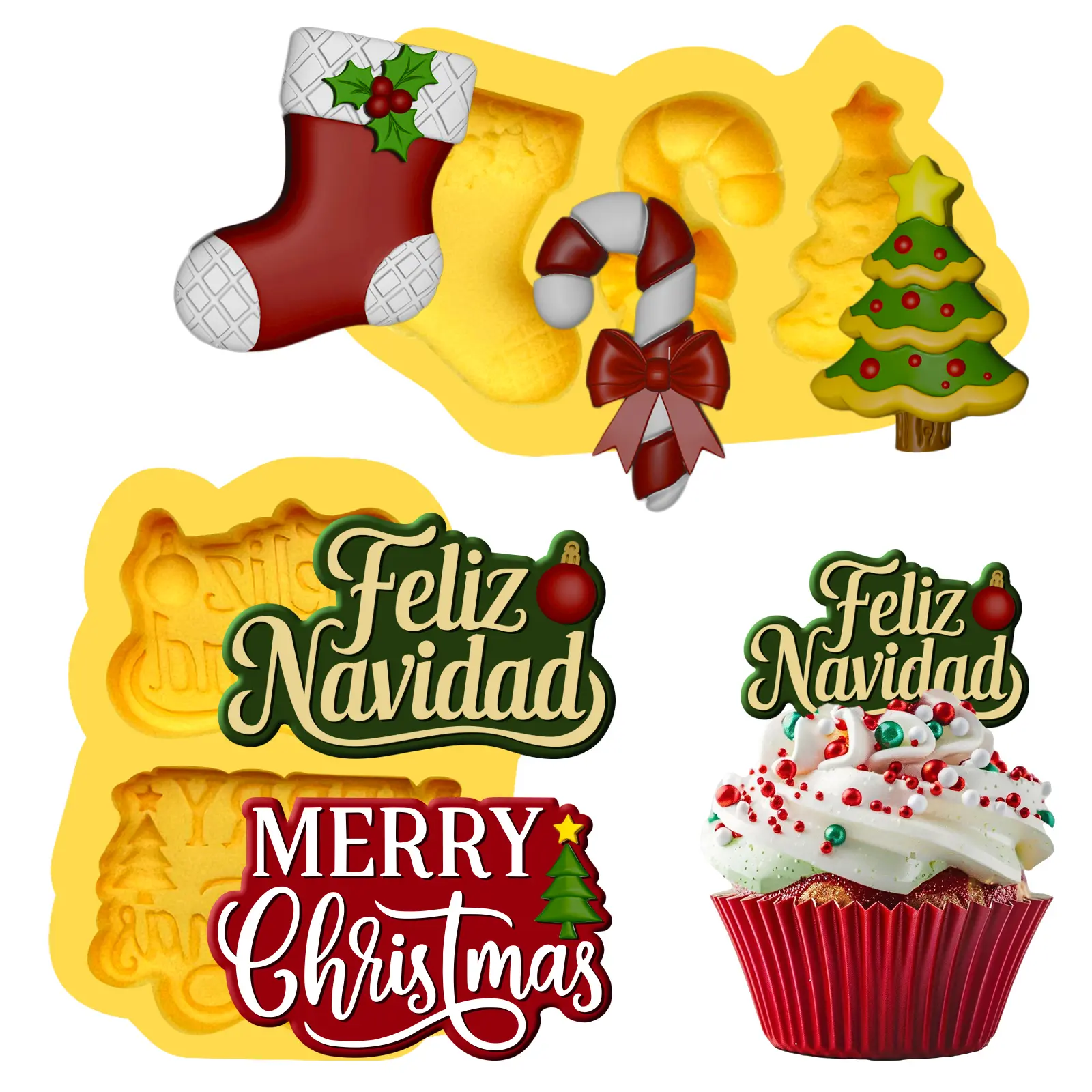 Christmas 3D silicone mold set 2 pcs