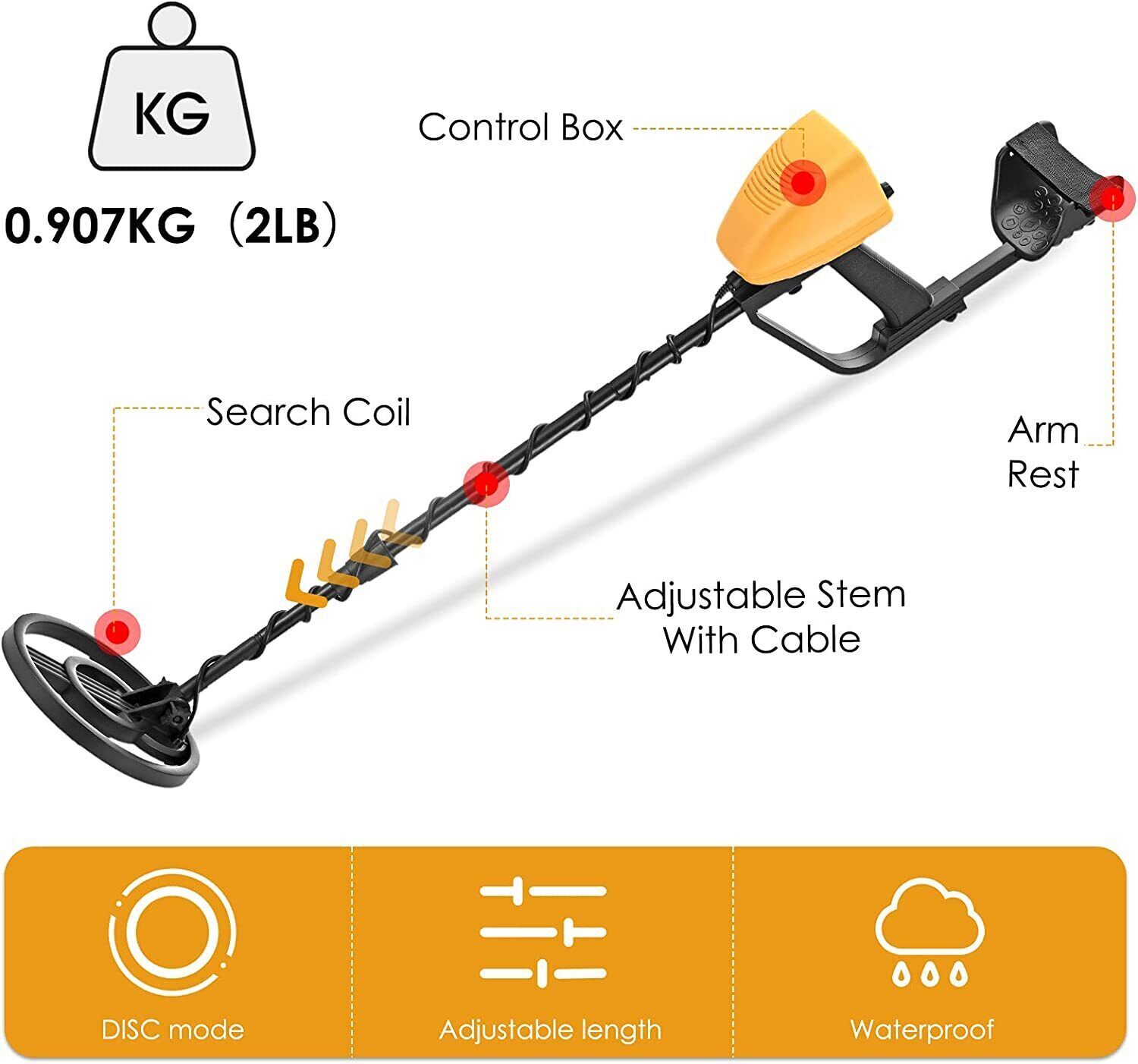 10" LCD Metal Detector with Waterproof Coil | Deep Sensitive Gold Hunter Treasure Finder | High Accuracy Prospecting Tool for Adults Beach Archaeology