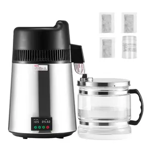6L Water Distiller For Home Use, Countertop Purifier Machine, 900W Power, Stainless Steel Exterior With Glass Carafe, BPA Free, Auto Shut Off, Easy To Clean, Large Capacity Distillation System For Fresh Drinking Water