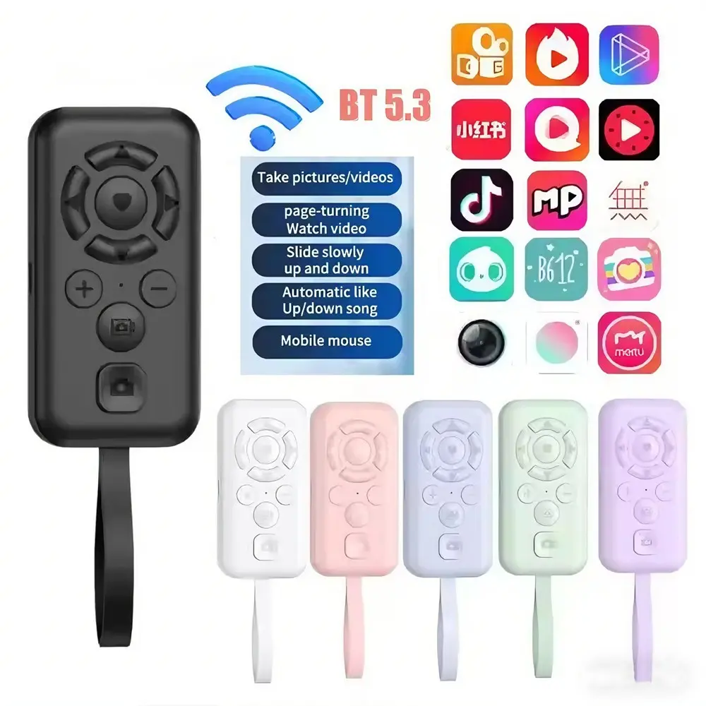 Wireless Bluetooth-compatible Phone Selfie Remote Controller for Tiktok, Lazy Music Video Control, Compatible with All Smartphones, Cellphone Selfie Accessory, Mobile Phone Accessories