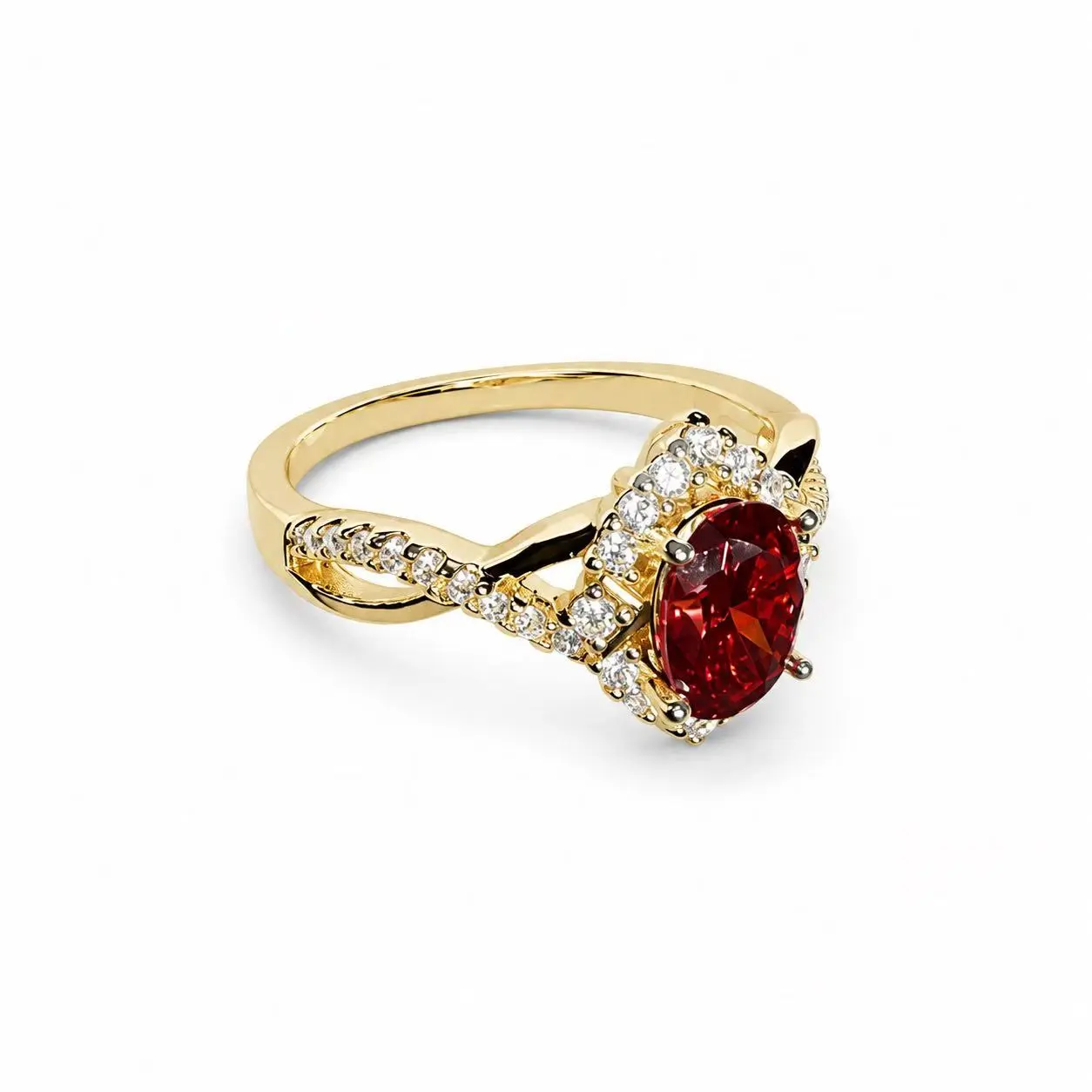 Oval Cut Genuine Gem Moissanite Ring, Gold-Plated, Includes Cert. (GRA), Wedding Gift, Sizes 6-8