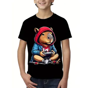 Fun And Adorable Capybara 3D Print T-Shirt for Kids - Cool, Lightweight, And Comfortable Short-Sleeve Summer Wear for Boys. Boys' sports T-shirt