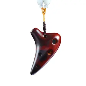 Yadi Mini Ocarina Keychain, Miniature Compact Form, 6-hole SSF tuning, super high F key, imitation bird sound, ceramic musical instrument pendant, perfect gift with illustrated instruction manual, easy to learn.