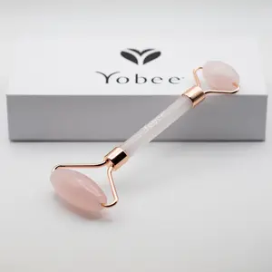 Rose Quartz Facial Roller – Dual‑Ended Face Massager for Lymphatic Drainage, Puffiness, Wrinkles & Relaxation – Cooling Stone Roller for Skincare, Serums, Circulation & Stress Relief