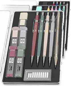 Ticonderoga Mechanical Pencil Set - 5 Size Options (0.3, 0.5, 0.7, 0.9, 2mm) with Lead Refills and Eraser Refills, for Drafting and Drawing, Includes Lead Refills