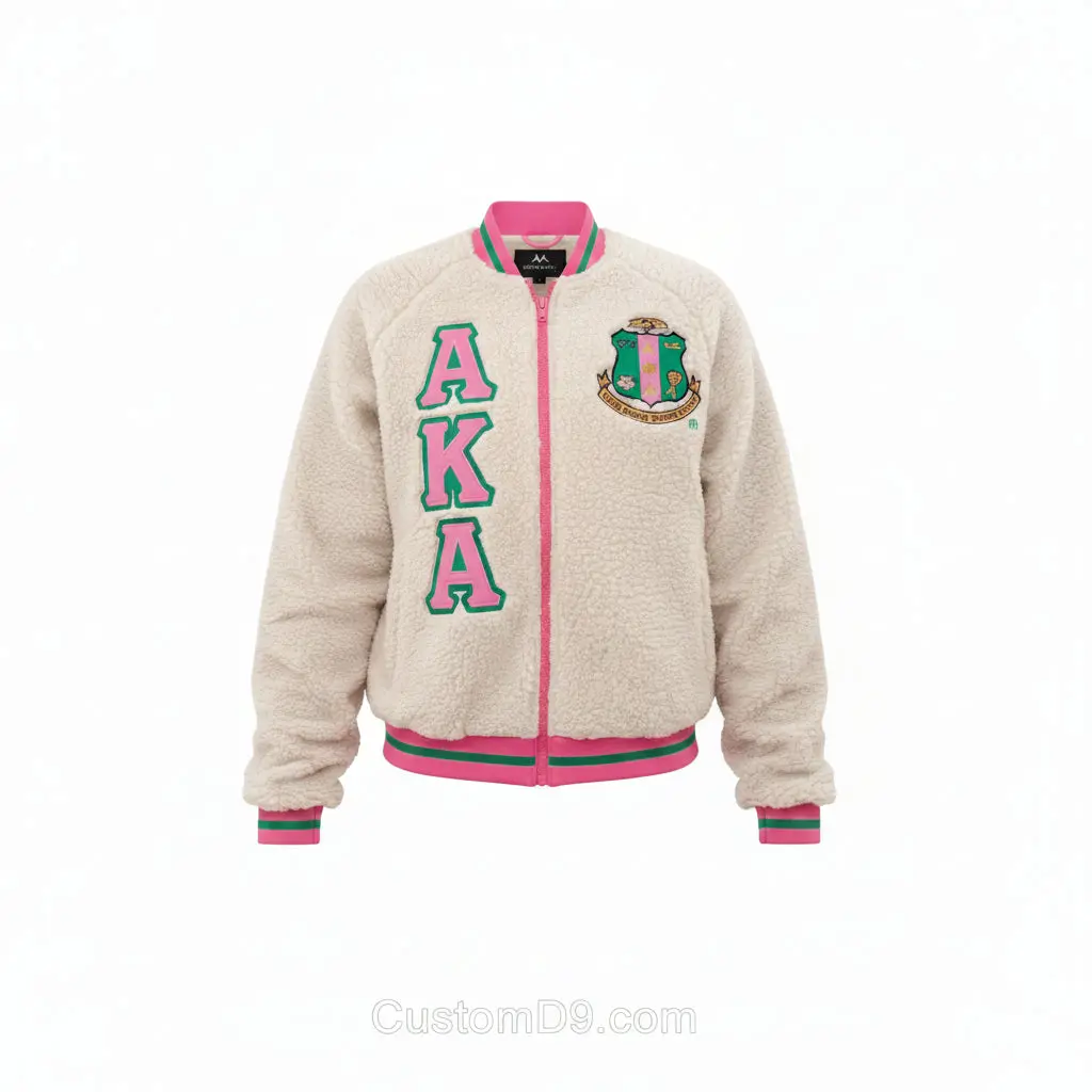 Custom Alpha Kappa Alpha Sherpa Bomber Jacket – Personalized